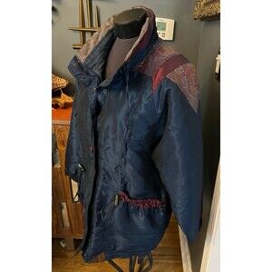 1980’s Be in the Current Seen sz Mwinter coat Anorak patchwork metallic Blue 80s